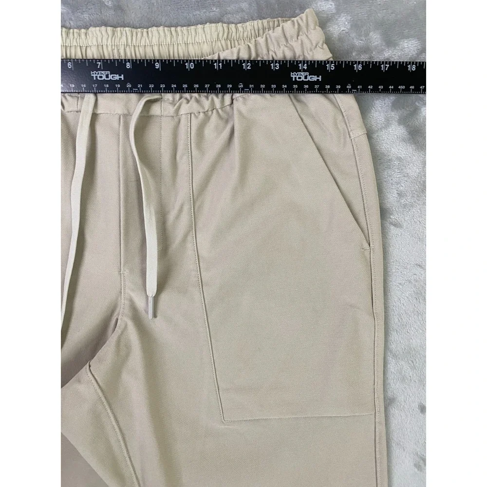 Lululemon Lab Tapered Jogger Pants Men Small Tan Elastic Waist Drawstring 31.5in